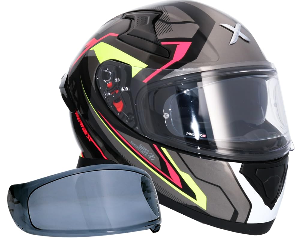Shiro Helmets Casco Integral Modelo Apex Road Trip Negro y Gris Totalmente Homologado (M 57/58)