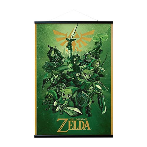 ERIK - Pack Póster La Leyenda de Zelda con colgador de madera magnético negro, vertical (61x91,5...