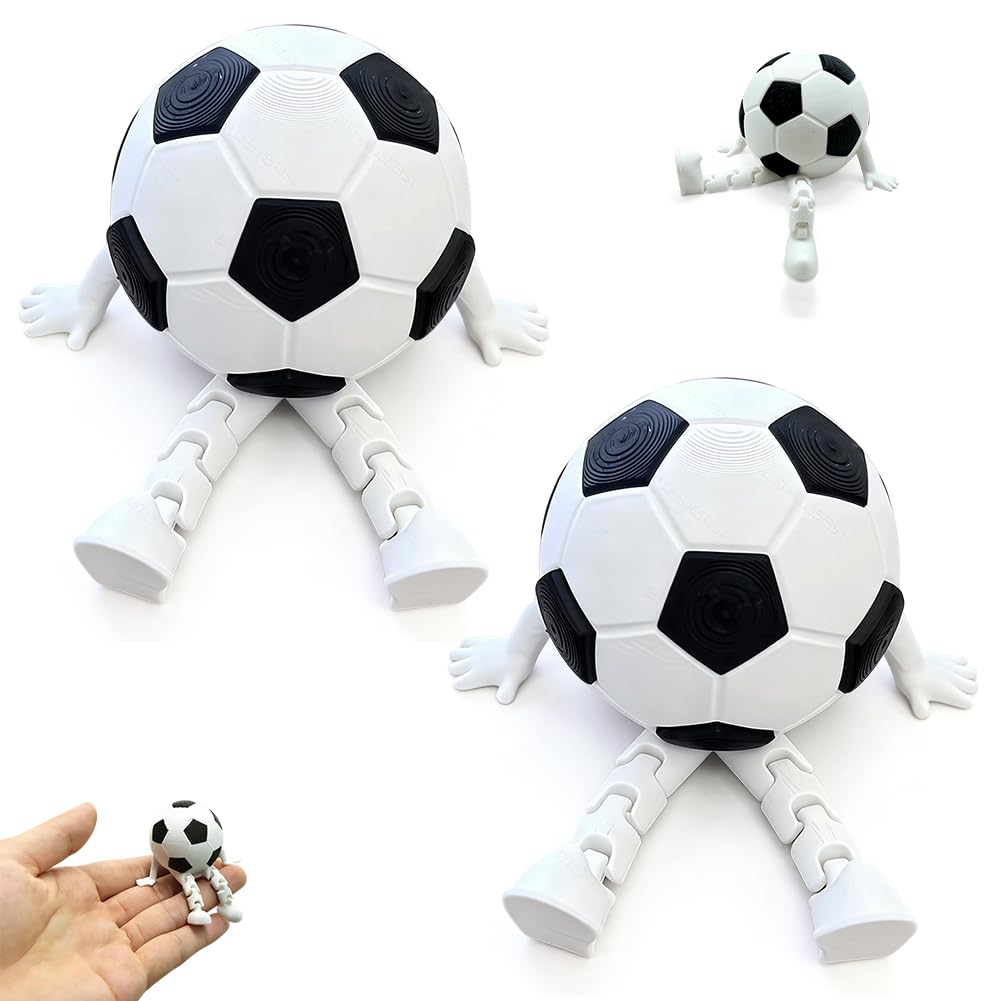 WFKKMEQ Sports Ball Desktop Ornament, 2 PCS Football Desktop Decor 3D Printed Sitting Pose Action Figures Collection Model Figure Creative Decor Collectibles Cute Desk Decor for Sports Fans
