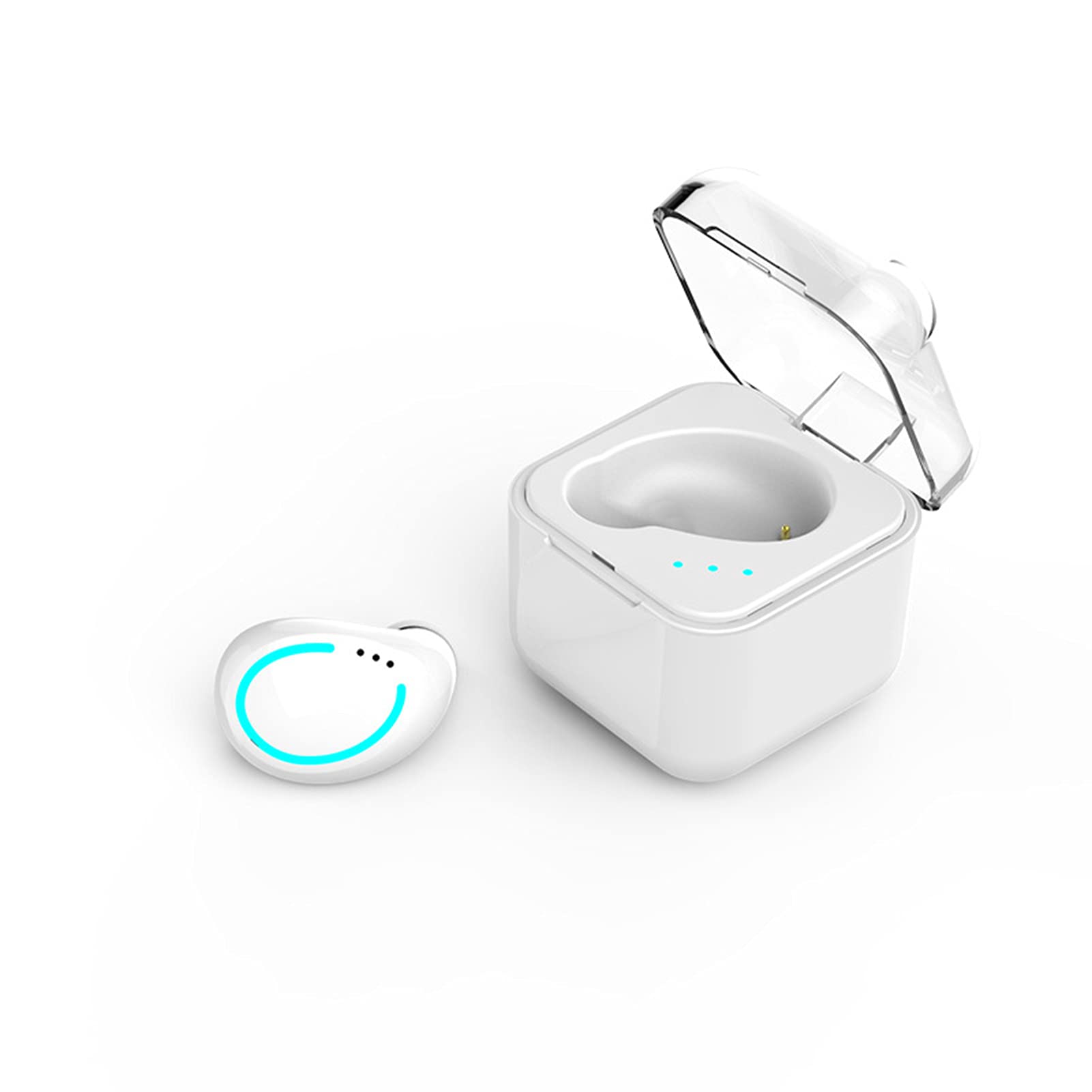 Wireless Single Ear Bluetooth Headset, 5.0 Bluetooth Headset, Waterproof Sports Headset With Charging Compartment, Car Call White