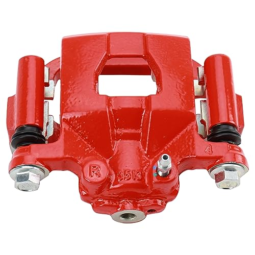 Image of TRQ Rear Right Brake Caliper w /Bracket Performance Red Passenger Side | For 2007-2012 Nissan Altima 2007-2008 Maxima
