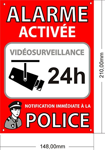 A5 Plaque de Trempe Intérieur/extérieur, Plaque de Trempe en Pvc Flexible, Système D'alarme Raccordé, 21x15cm Rouge