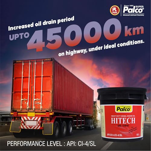 Image of PALCO HITECH 15W40 API: CI4 / SL Heavy Duty Diesel Engine Oil Synthetic Technology | Maximum Power & Superior Protection | For SUVs, MUVs & Crossovers | 10 Litres