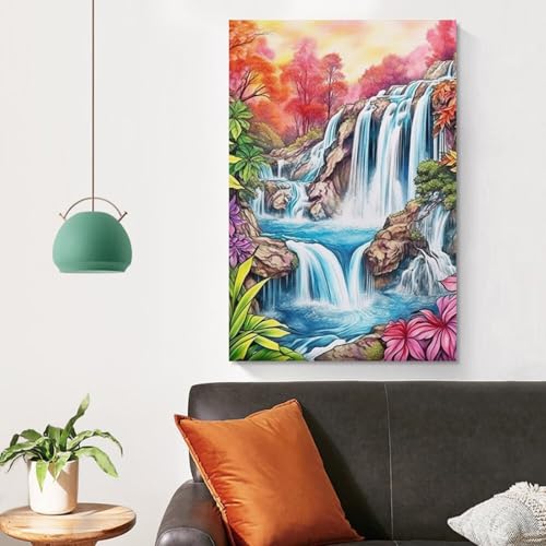 Tableau impression sur toile cascade couleurs vives format 50x75cm