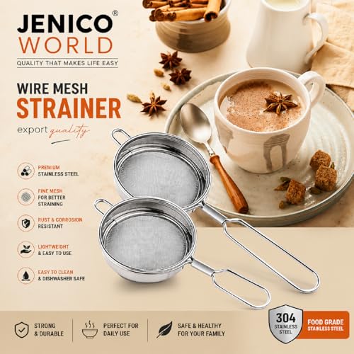 Image of Tea Filter,Chai Chhalni, Coffee Strainer, Tea Infuser, Juice and Oil Filter with Wire Handle and Stainless Steel (Tea Strainer 2 Pcs)