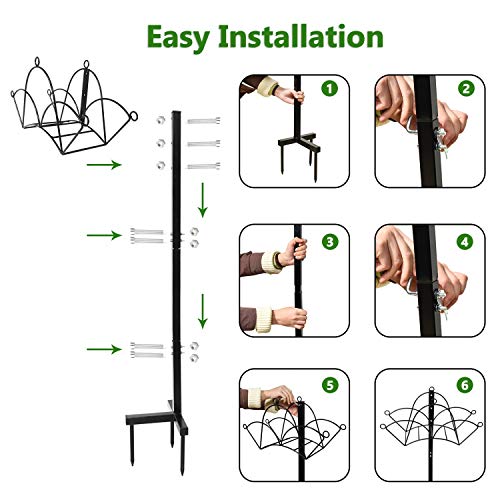 Rocinha Garden Hose Holder for Outside, Heavy Duty Metal Water Hose Holder Hanger, Detachable Hose Storage Stand Rack for Yard, Lawn, Bright Black - Thumbnail 6
