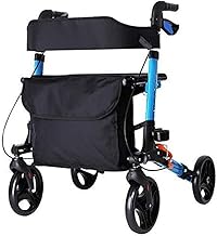 Confie no andador para idosos Andador com assento, estrutura de alumínio resistente, andador de rodas para idosos, altura ajustável, portátil e leve Anniversary