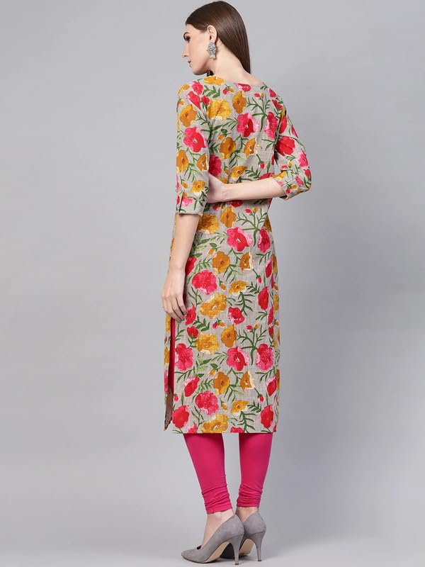 Image of Vaamsi Women's Rayon Blend Straight Fit Floral Printed Straight Kurti (VCK1131A)