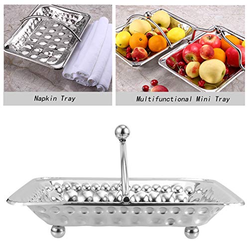 UPKOCH Toalha de Bandeja de Aço Inoxidável Com Alça De Metal Decorativo Toalha de Bandeja De Armazen
