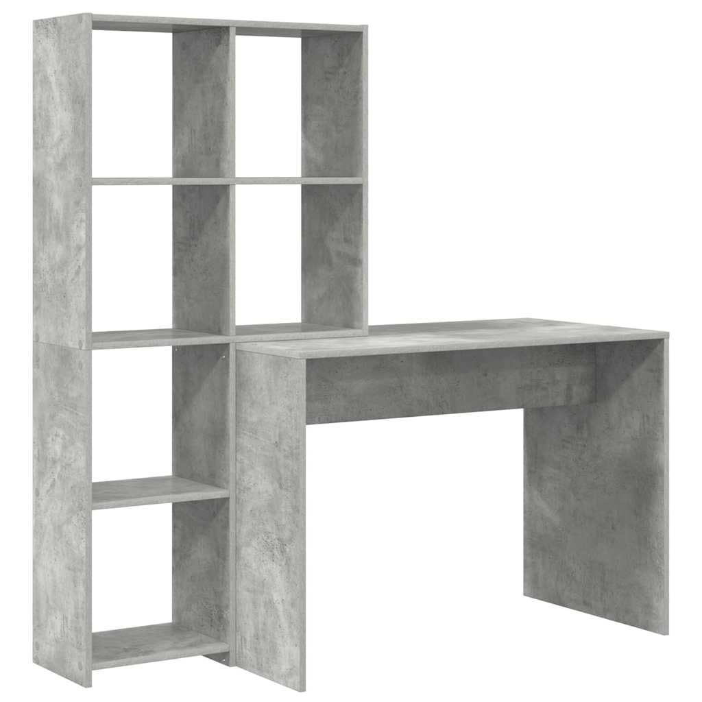 Scrivania Grigio Calcestruzzo 138,5x55x143 cm Legno Ingegneria con Ripiani