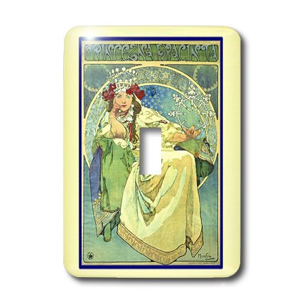 Alphonse Mucha Princess interrupteur 3dRose pour masquer mur blanc - 3