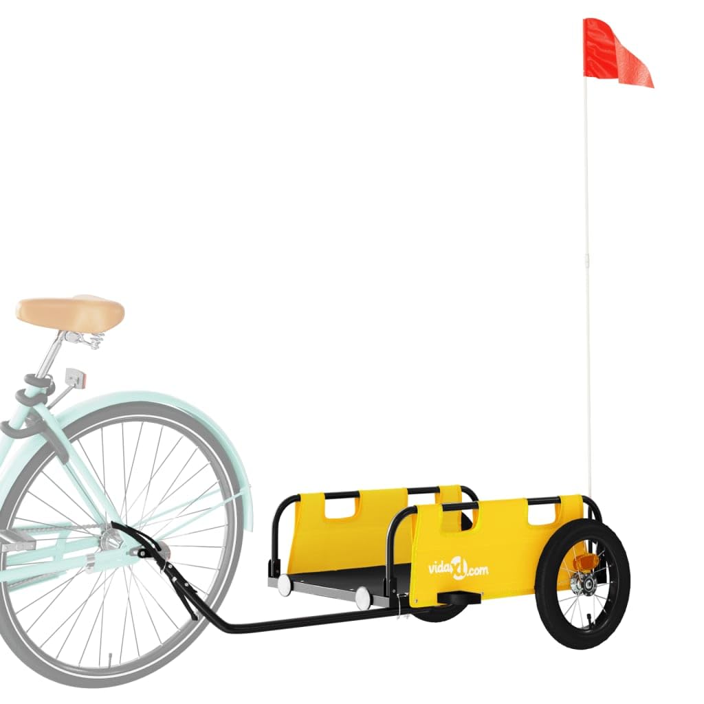 Remorque de vélo orange en tissu Oxford et fer revêtu par pulvérisation, pliable avec embrayage, sécurité et protection pour le transport de bagages, enfant, chien, idéale pour la ville, les