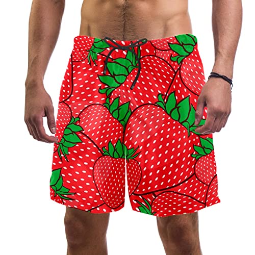 Maillots de bain pour hommes HadHfun à motif fraises : short de plage léger