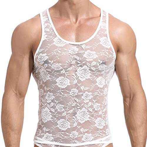 Dkegiff Men Sexy Tank Top Gym Undershirts Breathable Vest Lingerie For Men Exotic Apparel #TOP16