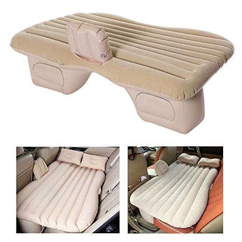 Image of Oshotto Multifunctional Car Travel Bed Mattress with Two Air Pillows, Car Air Pump Compatible with Skoda Rapid (Beige)