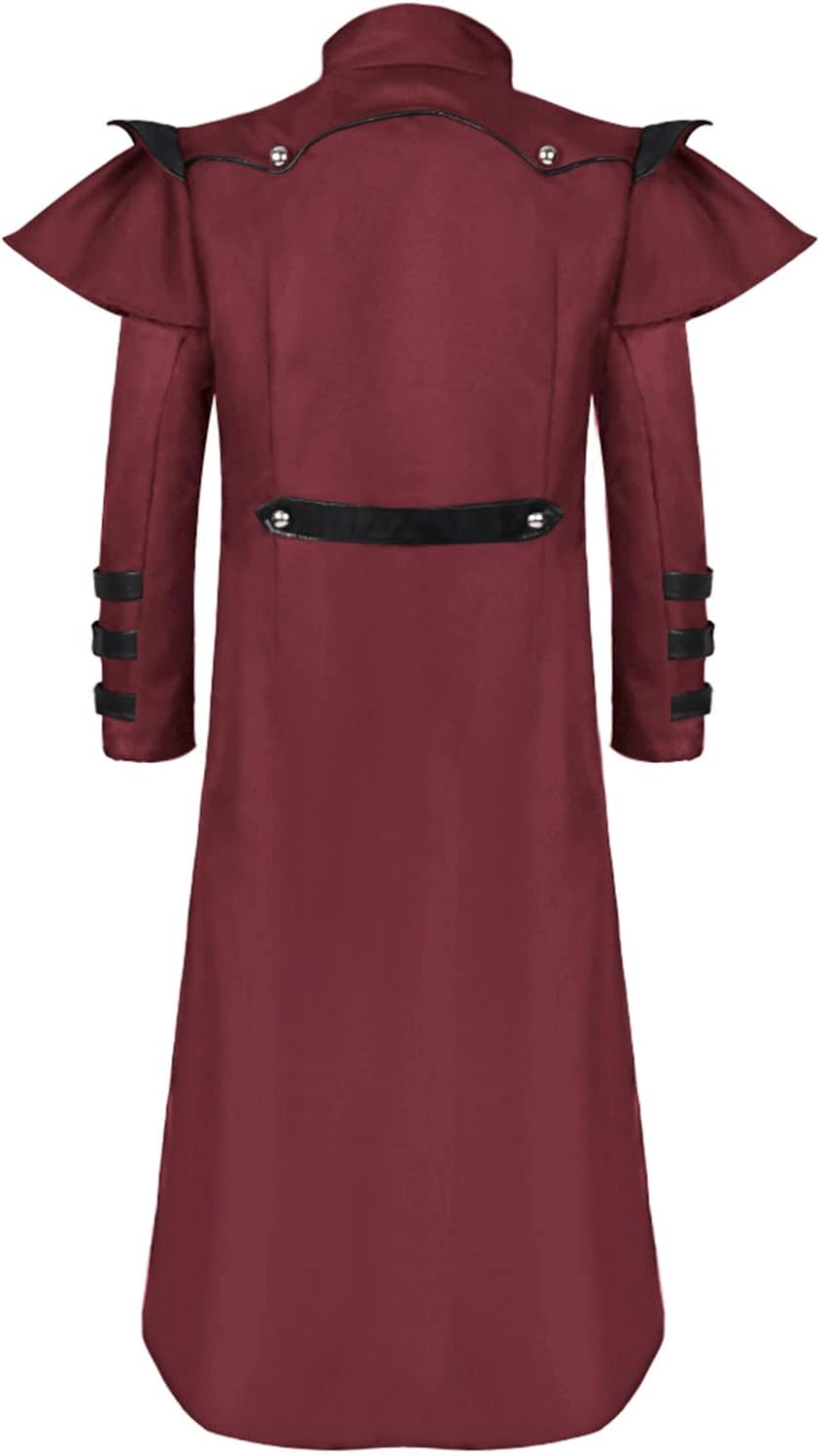 BITSEACOCO Mens Steampunk Tailcoat Costume, Medieval Gothic Long Trench Coat Victorian Double Breasted Zipper Punk Jacket - Image 2