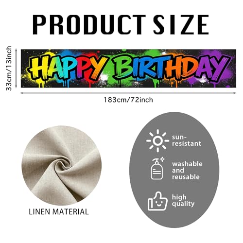 Image of Nuxovilar Graffiti Birthday Table Runner Flax 13x72 in