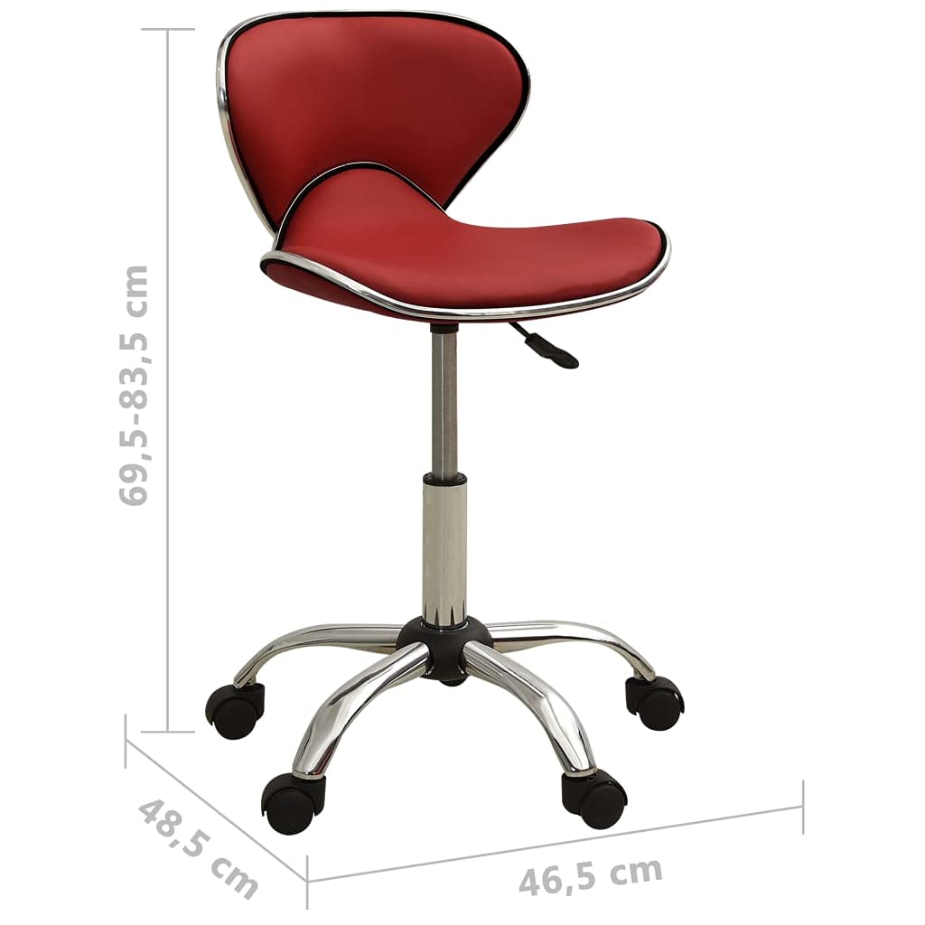 vidaXL Friseur Rollhocker Höhenverstellbar Drehbar Arbeitshocker Friseurhocker Drehhocker Praxishocker Kosmetikhocker Weinrot Kunstleder