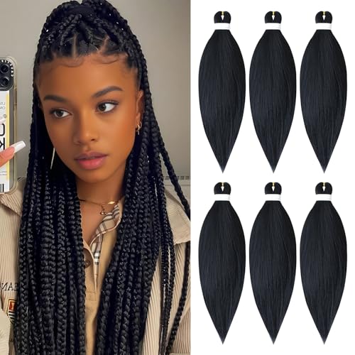 BLTYXT Pre-stretched Braiding Hair 26'' Easy Braid 6 Packs Professional Itch Free Synthetic Fiber EZ Braids Hair Yaki Texture Knotless Braiding Hair Extensions(1#, 26 Inch(Pack of 6)) BLTYXT Pre-stretched Braiding Hair 26'' Easy Braid 6 Packs Professional Itch Free Synthetic Fiber EZ Braids Hair Yaki Texture Knotless Braiding Hair Extensions(1#, 26 Inch(Pack of 6))