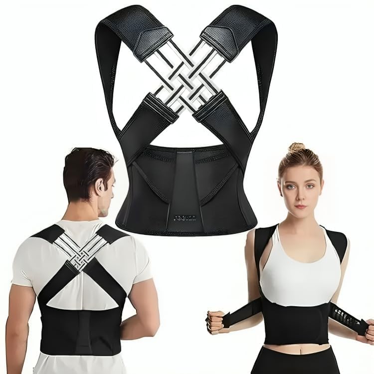 ARPK Neoprene Posture Corrector Belt For Men & Women|Back Pain Relief Posture Corrector|Shoulder Support Straightener Brace For Spine|Clavicle Posture Corrector For Men,Women (BLACK GREY DARK)