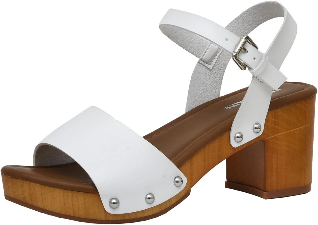 CUSHIONAIRE Women's Sloan Faux Wood Sandal +Memory Foam Insole & LiteSole Technology -Wide Widths Available