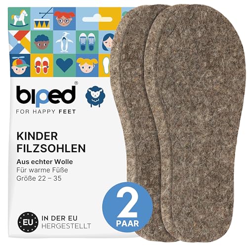 biped 2 Paar Kinder Filz Einlegesohlen aus reiner Wolle z2755 (24-25)