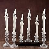 Conelist 6 Pack 10" Halloween Unscented Ghost Shaped Taper Candles Spooky Ghost Halloween Dinner Candles Home Table Decoration for Thanksgiving Autumn Festive Party Gift