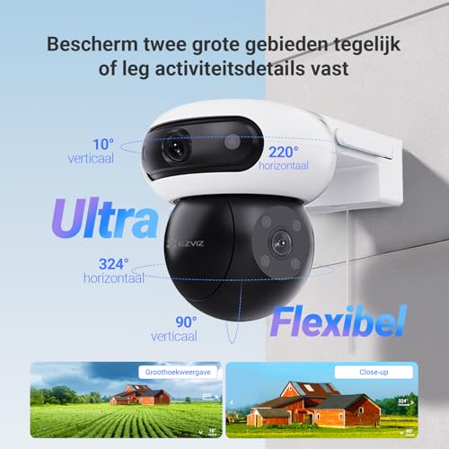 EZVIZ C90 Dual 8MP (4MP+4MP) Beveiligingscamera Buiten Wifi, 360° Camera Buiten Nleurennachtzicht, Camera Beveiliging Wifi AI-detectie van Personen/Voertuigen, Tweerichtingsaudio, Alexa, Waterdicht - Afbeelding 3