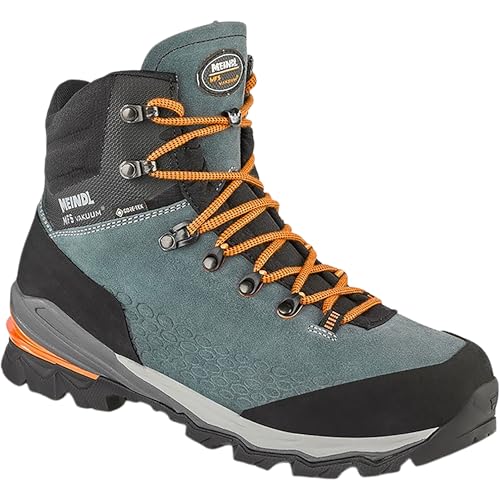 Meindl Vakuum Men 4.2 GTX wasserdichte und komfortable Bergschuhe für Herren mit MFS System und Goretex Membrane Pinie/Orange EU 44,5