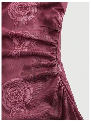 Image of SOLY HUX Women's Floral Mesh Bodycon Cami Dress Cowl Neck Sleeveless Cocktail Party Wedding Guest Long Maxi Dresses