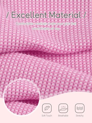 VZV Thermal Underwear for Kids Girls Thermal Underwear Set Waffle Long Johns Cotton Kids Base Layer Top and Bottom for Winter2