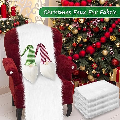 6Pcs Faux Fur Fabric, Christmas Faux Fur Fabric, White Fur for Sewing Costume Cushion Chair Cover, Faux Fur Fabric by The Yard for DIY Crafts, Christmas Party Decoration(20 x 10 Inch) - Thumbnail 5