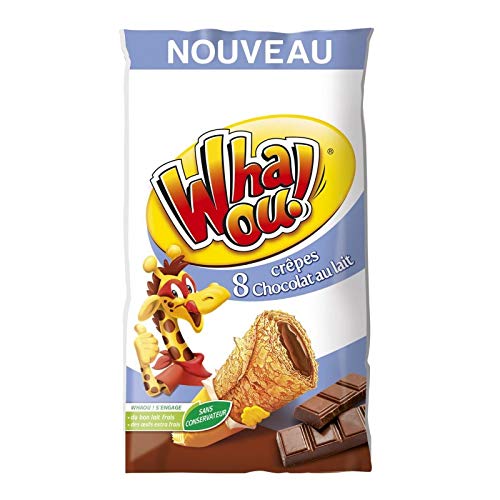 WHAOU! Crepes de chocolate con leche, 256 g, un delicioso postre suave y derretido, ideal para una pausa gourmet, listo en pocos minutos, juego de 4