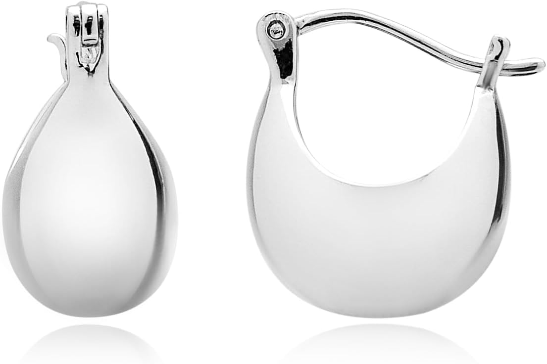 Dainty 18K Gold/Rhodium Plated 925 Sterling Silver Small Huggie Earrings | Mini Hoop Earrings for Women | Trendy French Clip Huggies with Hollow Dome Design