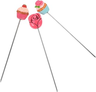 CRILSTYLEO Juego De 3 Sondas De Acero Inoxidable para Probar Pasteles Decorativas para Lavar con Aguja para Probar Pasteles Color Rosa