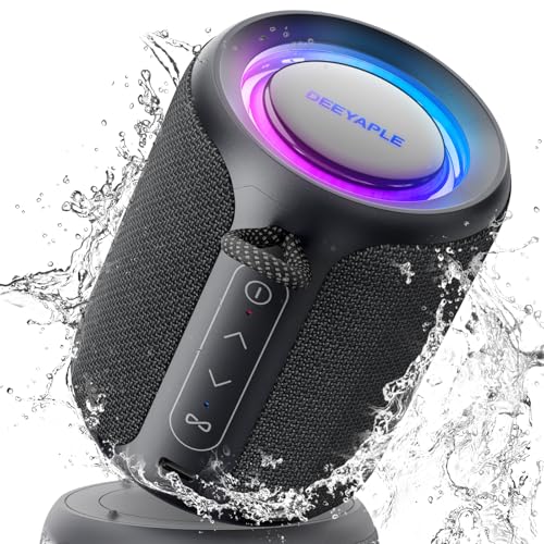 Image of Deeyaple Bluetooth Wireless Speaker, IP67 Waterproof & Dustproof Portable Speaker with Lights, 15W Loud Stereo Sound, 2500mAh Battery, TWS Pairing, BT5.3, for Home /Party /Outdoor /Beach