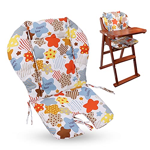 Image of Lomgwumy High Chair Pad,high Chair Cover/seat Cushion, Light and Breathable, Soft and Comfortable, Cute Pattern, Suitable for Most High Chairs, Baby Dining Chairs (Color Stars Pattern)