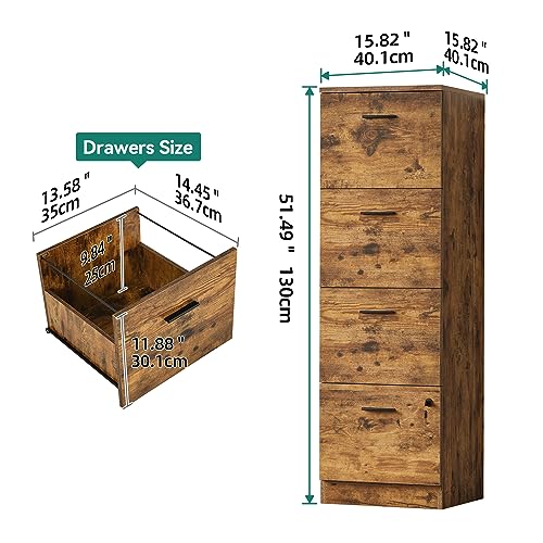 image for YITAHOME 4-Drawer File Cabinet with Lock, 15.86