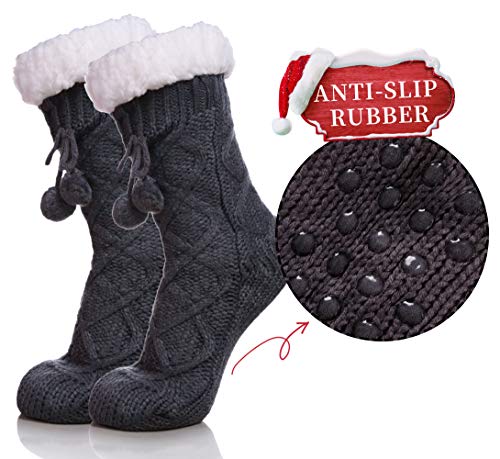 Yebing Womens Non Slip Slipper Socks Winter Warm Soft Cozy Fuzzy Fleece-lined Grippers Home Socks2