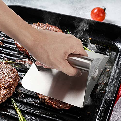 FANGSUN Burger Smasher, Burger Press for Griddle, Grill Press Kit for Flat Top Grill Cooking, 5.5 Inch Stainless Steel Hamburger Smasher with Bottle Opener, Square Smashed Burger Press - Thumbnail 7