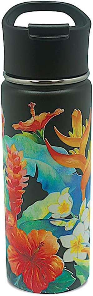 Hawaii Style Island Flask Tumbler Garden Black