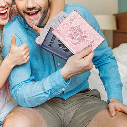 2Pack Passport Holder, Passport And Vaccine Card Holder Combo, Passport Holder Vaccine Card Slot, Passport Wallet, Passport Cover, Passport Case, Passport Holder Women Men (Ca-Dark Blue+Rose Gold) #TOP6