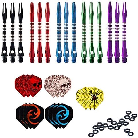 ToBeIT 15 Stücke Alumium Dart Shaft - Metall Darts Shafts Dartschäfte Fuer Soft Dartpfeile und Steel Dartpfeile (bunt) Cover
