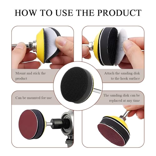 Image of 3 Inch Hook & Loop Sanding Backing Pad, Sanding Disc Pads with 1 /4 Inch Shank & Soft Foam Layer Buffering Pad, Drill Attachment Polishing Kit for Air Die Grinder Sander