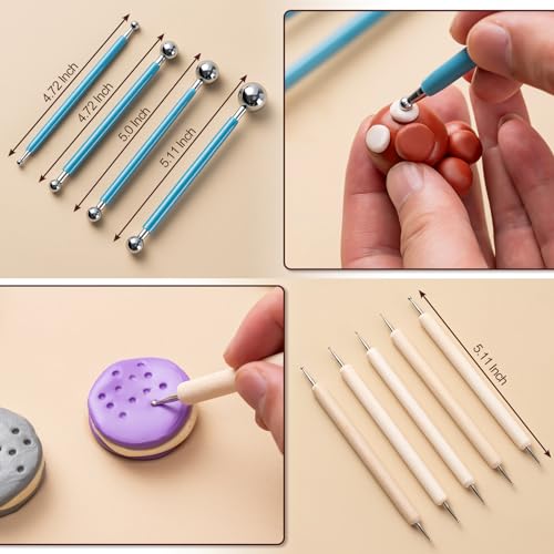 amrules clay tools kit 27 pcs pottery tools practical polymer clay sculpting tools kit air dry clay tools set for adults pottery craft dotting carving drawing molding modeling shaping
