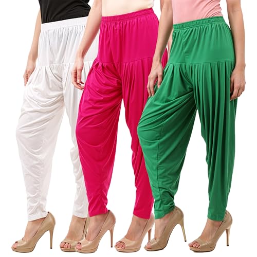 Image of Buy That Trendz Patiyala Pants for Women 3 Combo Patiyala Salwar Harem Viscose Bottoms Pants for Womens