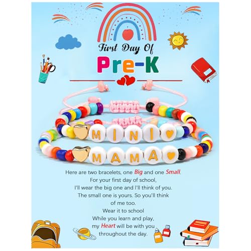 Back to School Gifts for Mommy Mom and Daughter First Day of School Bracelets Set