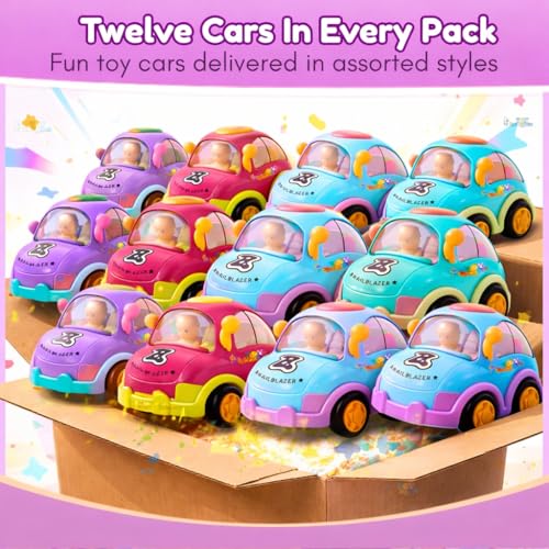 Image of Toy Imagine Kids Friction Car Set Pack of 12 - Push and Go Cars with Moving Bonnet & Driver | Perfect Birthday Return Gifts, Party Favors & Gift Set for Boys & Girls