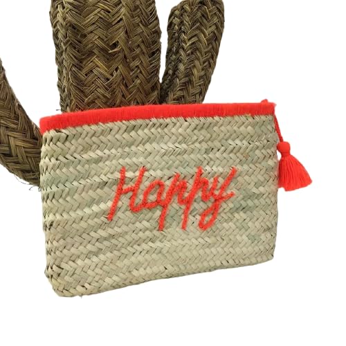 Lot of 5 Personalized Straw Clutch Bag Handmade Moroccan