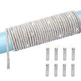 Abitoncc 6 Yards Rhinestones Glitter Shoelaces with 8 Aglets AB Bling Crystal Shoe Laces Diamond Hoodies Drawstring Cords Shiny Round Ropes for Sneakers DIY Decoration